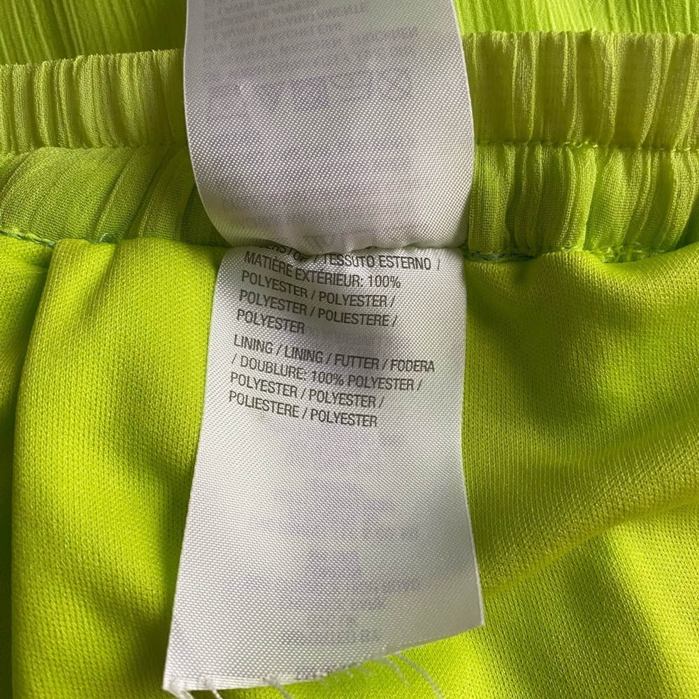 Linea by Louis Dell'Olio Women’s Sz Large Crinkled Lime Green Tiered Midi Skirt - Picture 5 of 7